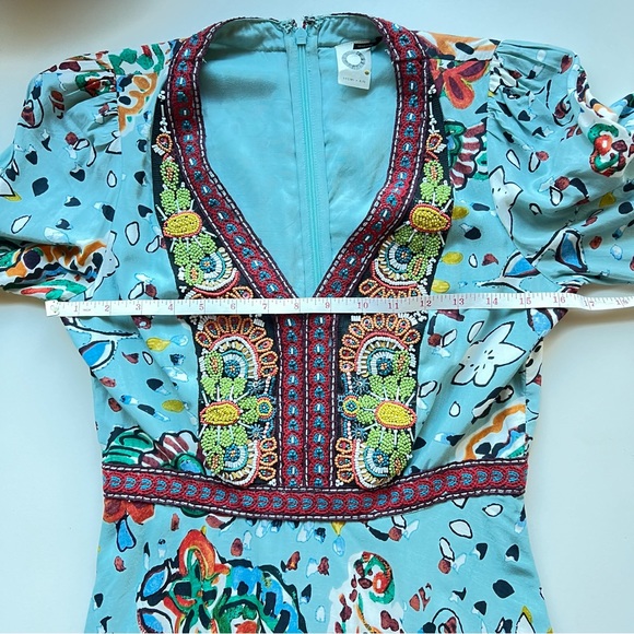 ANTHROPOLOGIE Akemi + Kin Karmina Sky Blue Beaded Dress with Pockets Size 2 - Picture 12 of 14
